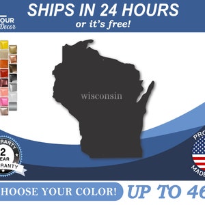 Metal Wisconsin Wall Art - Custom Metal US State Sign - 22 Color Options