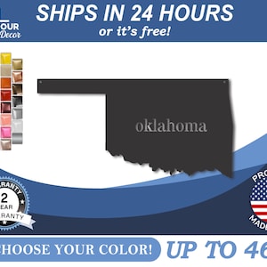 Metal Oklahoma Wall Art - Custom Metal US State Sign - 22 Color Options