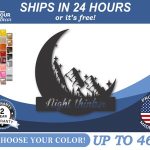Custom Metal Crescent Moon Mountains Wall Art | 22 Color Options