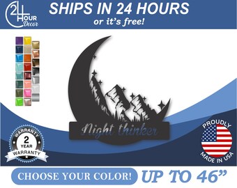Metal Moon Mountains Wall, Crescent Silhouette - 16 Gauge Steel | 22 Powder Coats, Indoor Outdoor Art