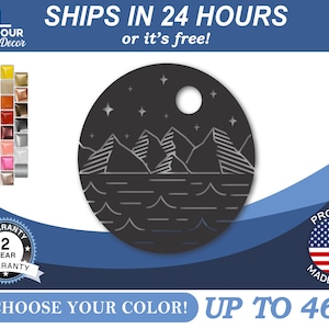 Metal Moon Lake Mountains Wall Art | Metal Landscape | 22 Color Options