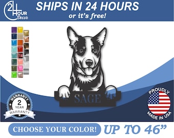 Custom Metal Australian Cattle Dog Sign | Metal Dog Breed Name Sign | 22 Color Options