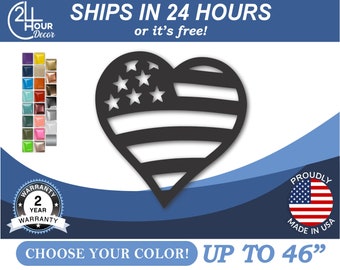 Metal USA Heart, Patriotic Wall Accent | 16 Gauge Steel | 12-46 In Powder Coated Finish