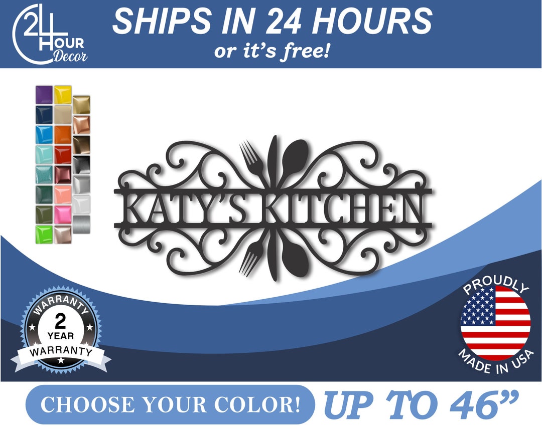 Metal Kitchen Silverware Sign Custom Farmhouse Kitchen Signs 22 Color