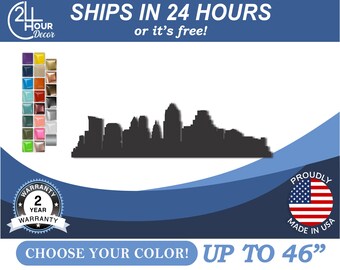 Metal Austin Skyline Sign | Custom 16 Gauge Steel | Powder Coated | Outdoor Wall Art | 10-46 In