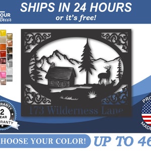 Metal Rustic Cabin Personalized Wall Art | 22 Color Options