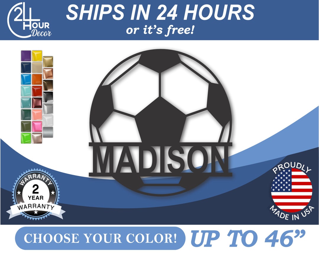 Custom Metal Soccer Monogram Wall Art Metal Sports Sign 22 Color Options Etsy