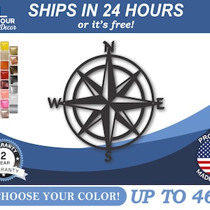 May include: Black metal compass with a 4-point star design. The compass is up to 46 inches in size and comes in a variety of colors.  Ships in 24 hours or it's free!  2 year warranty.