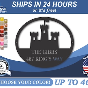 Arte de pared personalizado del fuerte del castillo de metal / Letrero de metal medieval personalizado / 22 opciones de color