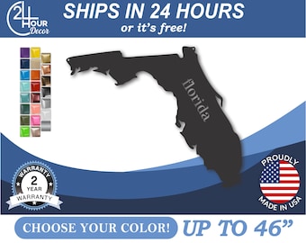 Metal Florida Wall, Custom Sign | Powder Coated Steel | 12-46 Inch Handmade Outdoor Decor