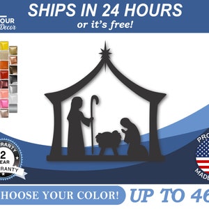 Metal Nativity Scene | Metal Christmas Nativity Garden Art | 22 Color Options