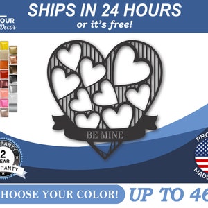 Metal Heart of Hearts Wall Art - Metal Wedding Anniversary Sign - 22 Color Options