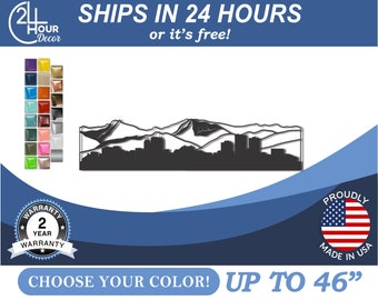 Metal Skyline Decor, Anchorage Silhouette - Powder Coated Steel Sign | 22 Colors | 10-46 Inch