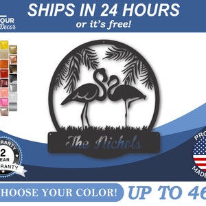 Custom Metal Flamingo Couple Wall Art - Custom Metal Sign - 22 Color Options