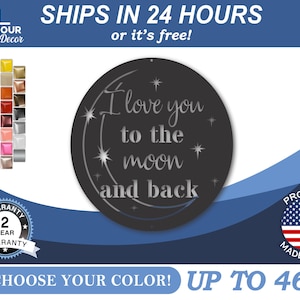 Arte de pared de metal I Love You To The Moon / 22 opciones de color