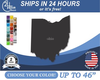 Metal Ohio Wall, Handmade Custom State Sign | Powder Coated Steel | 12-46 Inch Outdoor Decor | Gift For Homeowner