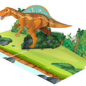 Tarjeta Pop Up Dinosaurio 3D, Dinosaurios en la Selva 15 x 20 cm