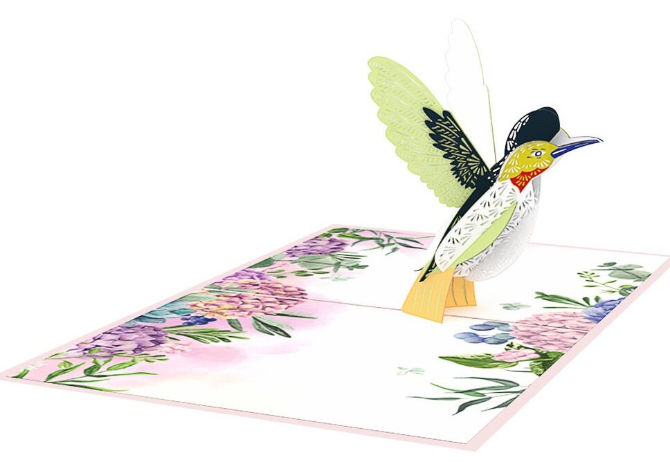 Pop Up Card 3D Hummingbird in the Garden Gift Card Folding Card 15 x 20 cm