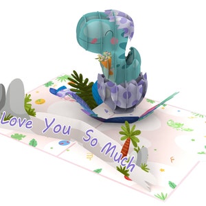 Baby schattige dinosaurus dinosaurus pop-up kaart 3D kaart 15 x 20 cm