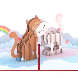 Carte pop up 3D Saint Valentin Cartes de voeux Chats Amour 15 x 20 cm