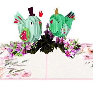 Pop Up Card 3D Valentinsgruß Vogel Paar Liebe Karte Gruß 15x20 cm