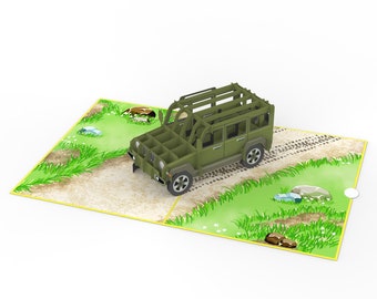 Pop Up Card 3D Classic Jeep Car Gift Card 15 x 20 cm