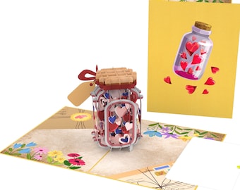 Carte pop-up Many Love Bottle, carte cadeau, cartes de vœux, 15 x 20 cm