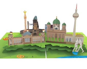 City Berlin Wall West East Pop Up Card Greeting Cards 15 x 20 cm