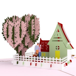 Biglietto pop up 3D Full House Love Carta regalo 15 x 20 cm