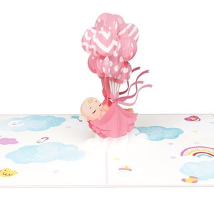 Pop-upkaart 3D babymeisje cadeau-wenskaarten 15 x 20 cm