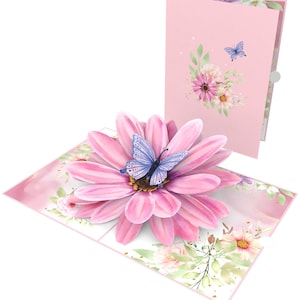Pop Up Card Beautiful Gazania Flower Butterfly Gift Card 15 x 20 cm