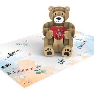 Orsetto Orsetto TI AMO Biglietto regalo pop up Biglietti d'auguri regalo 15 x 20 cm