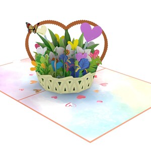 Biglietto pop-up Biglietto pieghevole 3D Cesto di fiori regalo 15 x 20 cm