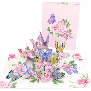 Biglietto pop-up Biglietto d'auguri con farfalla primaverile 3D 15 x 20 cm
