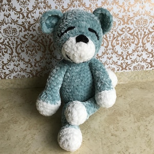 Stuffed Blue Cat stuffed animal, Adorable, Soft Hand made Stuffed Animal, Baby Gift, Amigurumi