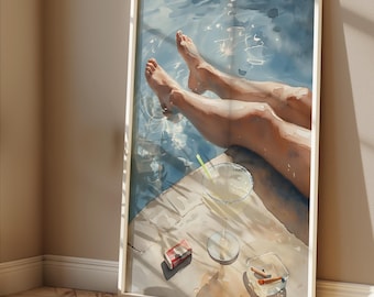 Poolside Margarita Print, Relaxing Summer Art (Digital Download)