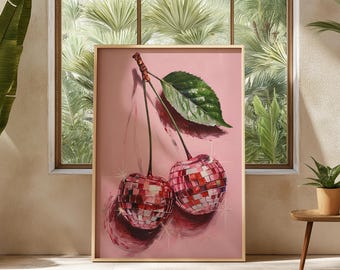 Disco Cherry Print, Funky Y2K Pop Art (Digital Download)