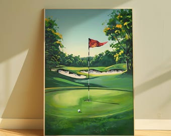 Golf Course Art Print, Putting Green, Country Club Decor (Digital Download)