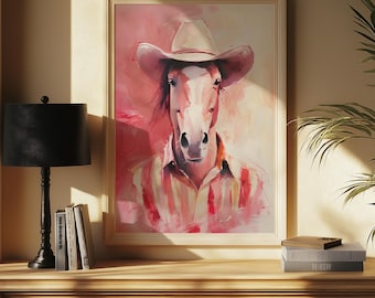 Cowboy Horse Portrait Art, Modern Western Print (Digital Download)
