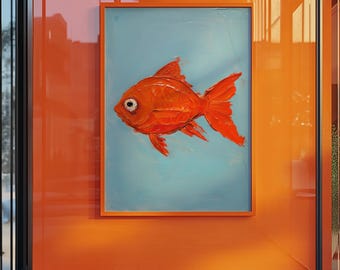 Orange Fish Art Print, Coastal Wall Decor (Digital Download)