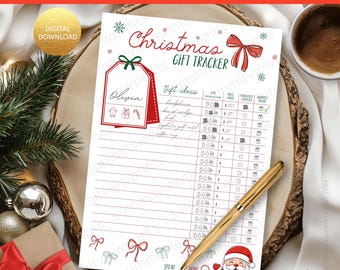 Christmas Gift Tracker Printable | Holiday Shopping Planner | Budget Organizer | Wishlist Checklist | Instant PDF Download C26