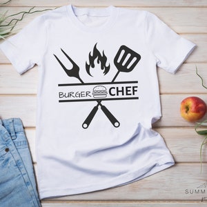 Burger Chef SVG, Grilldesign med gaffel och spatel (digital nedladdning) bild 2