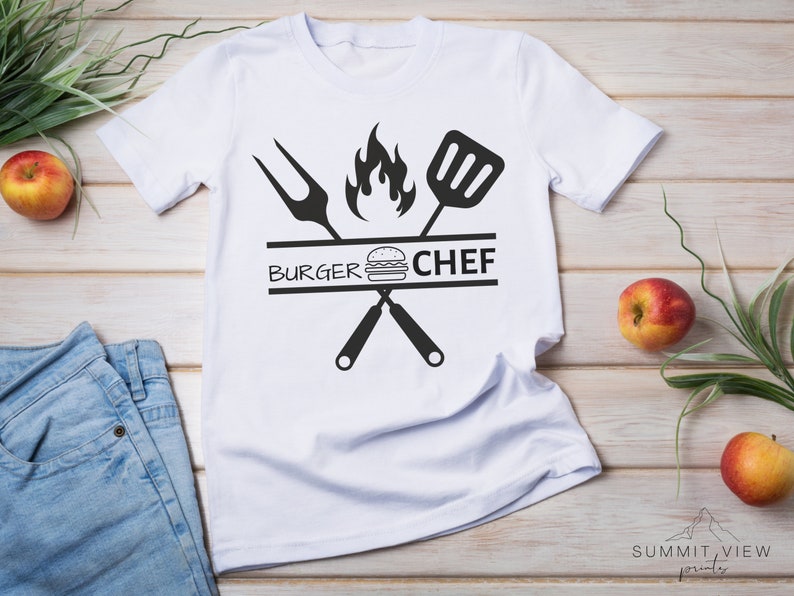 Burger Chef SVG, Grilldesign med gaffel och spatel (digital nedladdning) bild 2