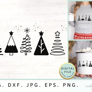 Christmas Trees SVG PNG Modern Svg Design SVG Files for Cricut Winter Svg Cricut Svg Winter Theme Svg Christmas Tag Svg Gift Tag Svg Png R7