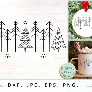 Alberi di Natale SVG PNG Design moderno SVG File SVG per Cricut Inverno Svg Cricut Svg Tema invernale Svg Etichetta di Natale Svg Etichetta regalo Svg Png R7