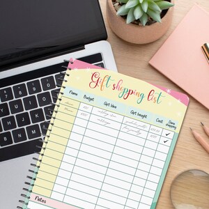 Planner stampabile di Natale Groovy Christmas Wish List Gift Shopping List Planner per le feste Planner per il budget dei regali Printables di Natale CP1
