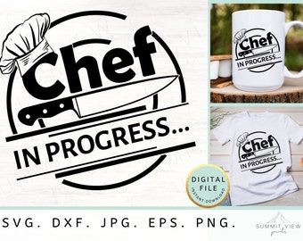Kock på gång SVG, kniv- och hattdesign (digital nedladdning)