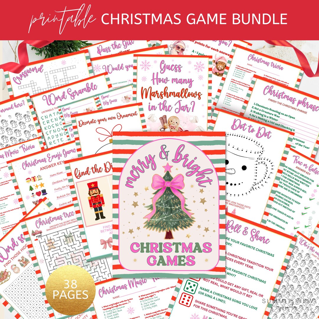 Christmas Game Bundle Printable:20 Holiday Party Games, Kids & Family ...
