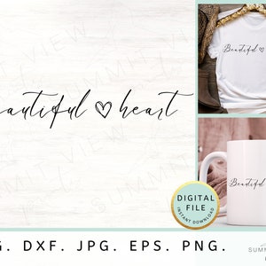 Mooi hart SVG PNG moderne Svg-ontwerp SVG-bestanden voor de Cricut digitale download Tshirt ontwerp Cricut Svg hart Svg lettertypen Script Svg lijntekeningen