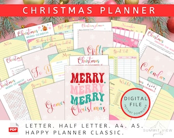 Groovy Christmas Planner Printable: Gift List, Shopping List (PDF)